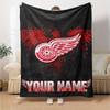 Name Custom Detroit Red Wings Logo Print Flannel Blanket High Quality Warm Comfortable Cover for All Seasons Perfect for Gifts Home Decor