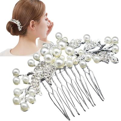 [TIGLOSS] Hair Ornament Kanzashi (Japanese Hairpin) for Weddings, Pearl, Silver Pin, Hair Accessory, Comb, Suitable for Japanese and Western Styles,