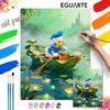 Digital Oil Painting Art Kit Donald Duck Rowing Lily Pond Handmade Coloring Painting Home Decor