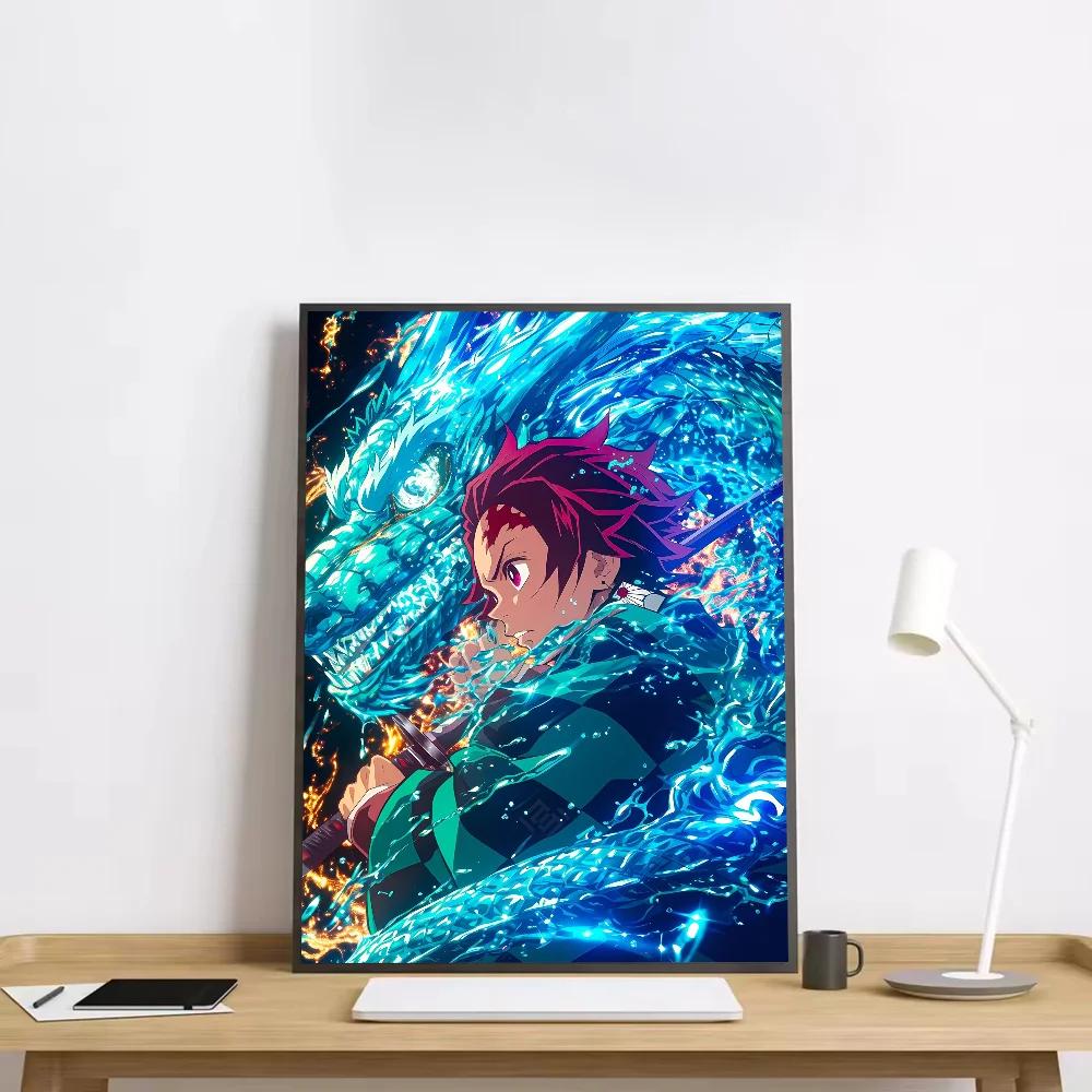 Anime Figurka Demon Slayer Plakát HD umění lepicí na zeď vodotěsný domov obývací pokoj ložnice bar estetická dekorace