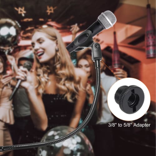 PATIKIL 18.5" Gooseneck Desk Microphone Stand with Clip, Flexible Arm, Desktop Microphone Stand for Singing and Speech, 3/8" To 5/8" Microphone Holder