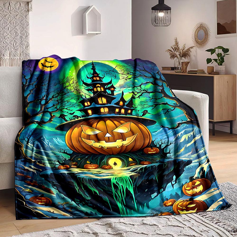 

1PC Halloween pumpkin house Blanket, Throw For Sofa, Bed, Travel, Printing Blanket With Soft And Warm Fabric yy250918174 75x90cm
