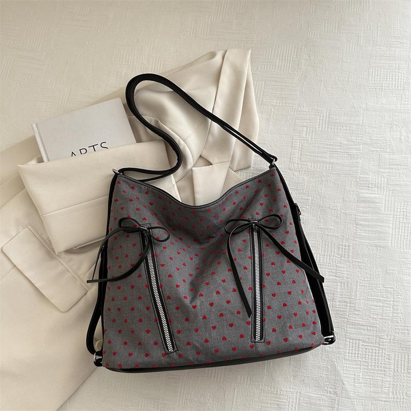 

Вместительный рюкзак в горошек с надписью love, новинка осени, многофункциональный, для поездок на работу, одноплечевой, кроссбоди, подмышечная сумка-тоут для женщин