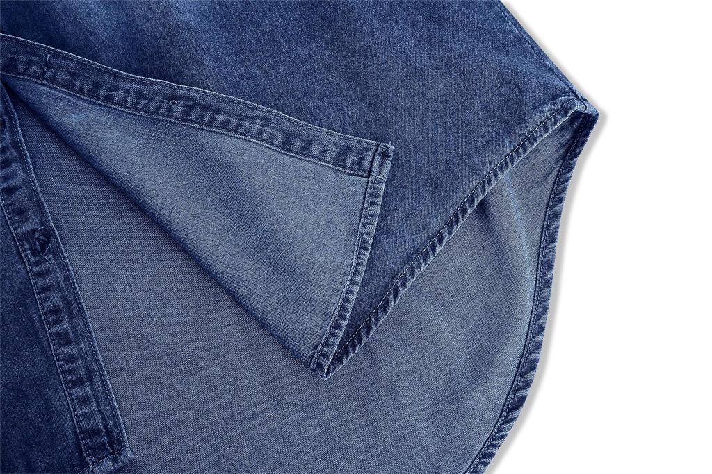 Damen Denim Button-Down Hemd Langarm Lässig Frühling Herbst Bluse Jacke mit Brusttaschen