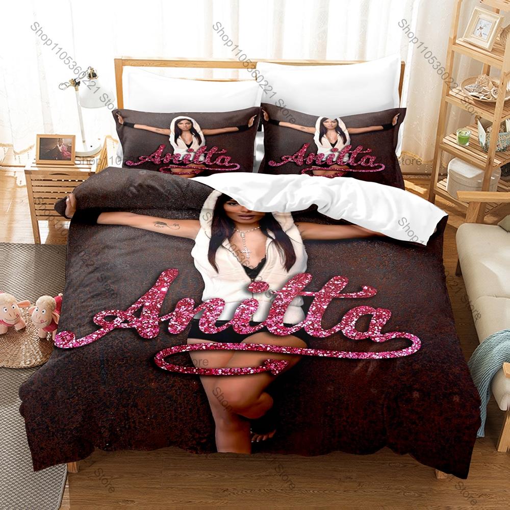 Cool Anitta Singer Duvet Cover + 2 Pillowcases 3D Print Polyester Bedding Set Fan Bedroom Decor Bed Linens Latin Pop Star Anitta