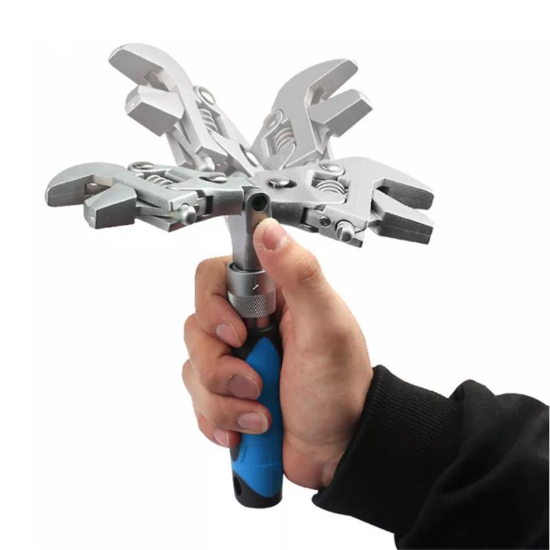 5-in-1 10-inch Professional Adjustable Wrench Multifunctional Retractable Heavy-duty Folding Ratchet
