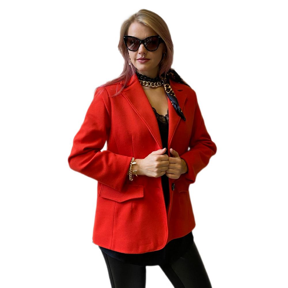 Fierte Women's Large Size Jacket Lm95160 Men's Collar Double Button Stamp Lining