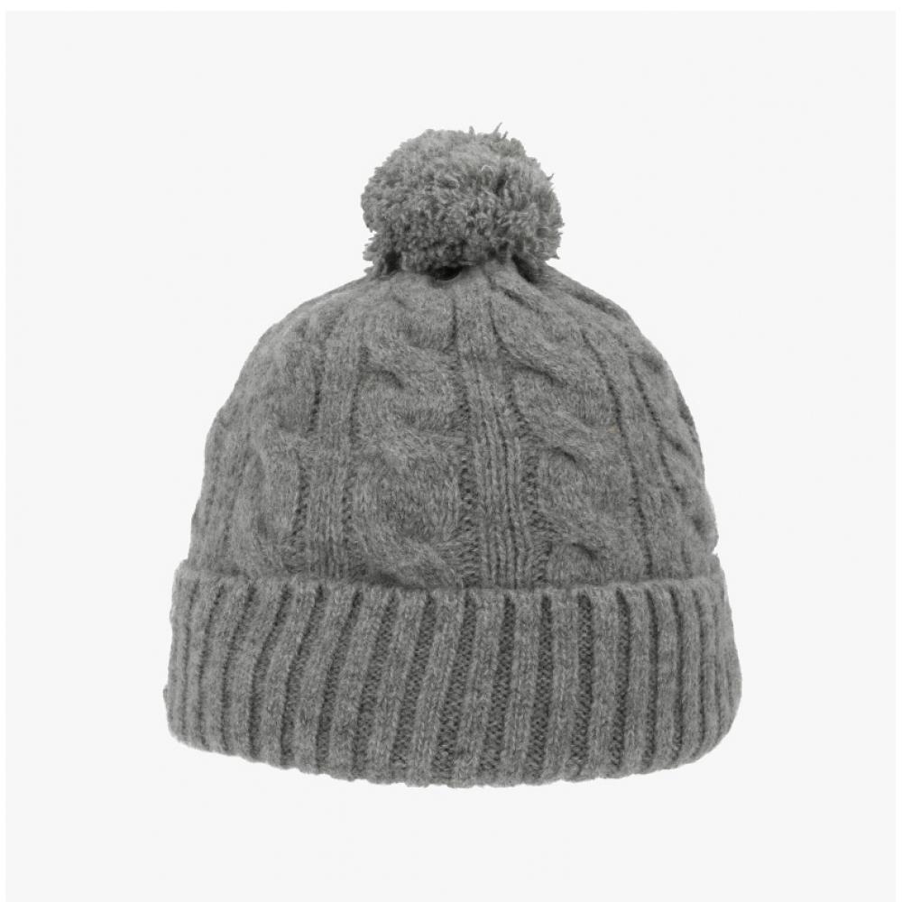 Kangol K4460sm Grey Cable Knit Pom Pom Beanie