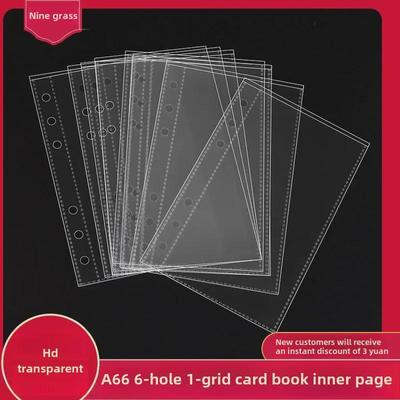A6 6-Hole Transparent Loose-Leaf Album Pages for Cards/Polaroids, Available In 1, 3, and Single Grid Formats.