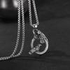 Vintage Necklace Men's Stainless Steel Hollow Ring Double Crow Hip-hop Punk Style Titanium