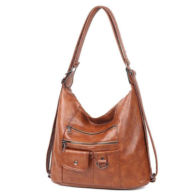 Large Capacity Retro Shoulder Bag Women’s Shoulder Bag Designer Multi-functional PU Leather Simple Fashion Backpacks