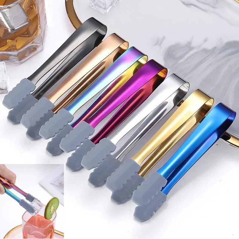 

Silicone Head Non-Slip Food Ice Cube Clip Tongs Bread Barbecue Mini Sugar Dessert Clamp House Kitchen Party Coffee Bar Utensils black