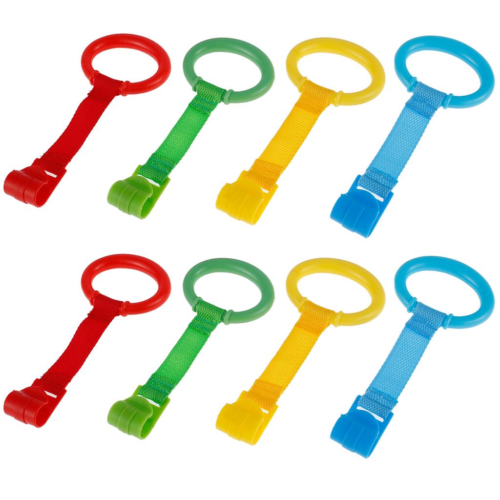4/8Pcs Baby Hand Pull Rings Cribs Playpens Walking Training Rings Baby Stand Up Assistant Rings Security Bed Hanging Pendants