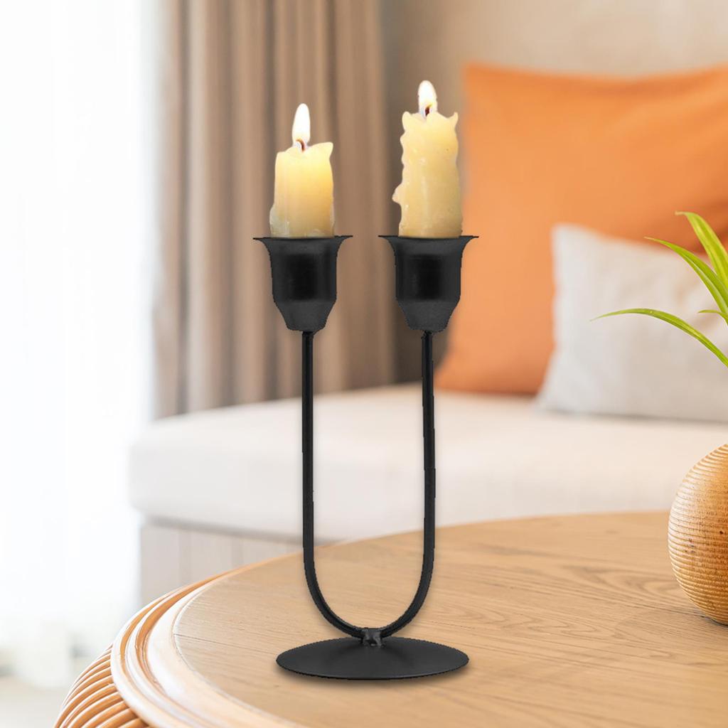 Metal Candle Holder 2 Arm U Shaped Elegant Home Party Candlestick Holder for Party Festival Tabletop Banquet Home Decoration