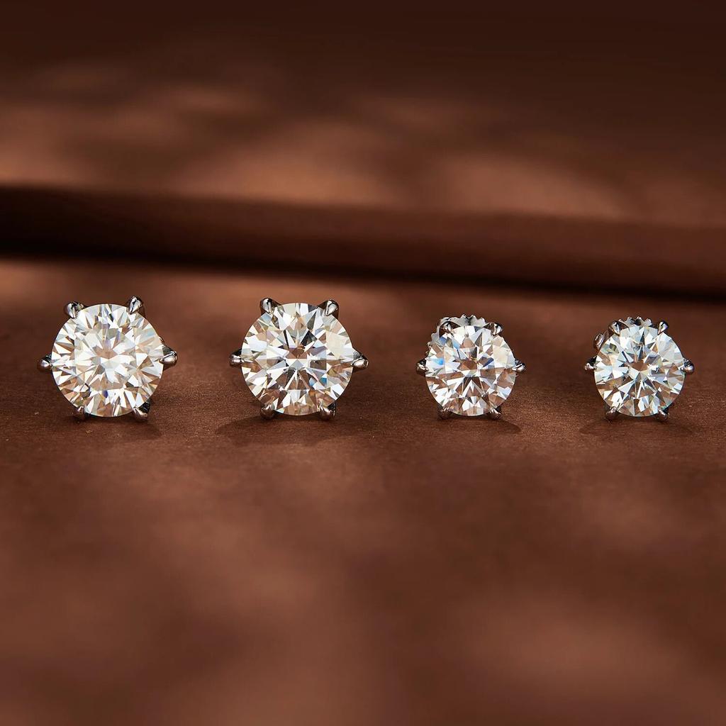 D Farbe 2CT Moissanit Ohrstecker Herz Hohl Ohrringe Sechs Kronenkrallen Rundschliff Labordiamant Platiniert für Frauen Hochzeit