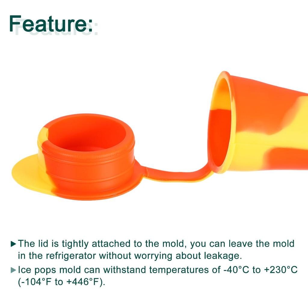 Uxcell Silikon-Eis am Stiel Formen, Set mit 6 Stück, mit Deckeln, 7,79 Zoll hoch, Geeignet für DIY-Eiscreme-Herstellung, Eis am Stiel, Gelb/Orange