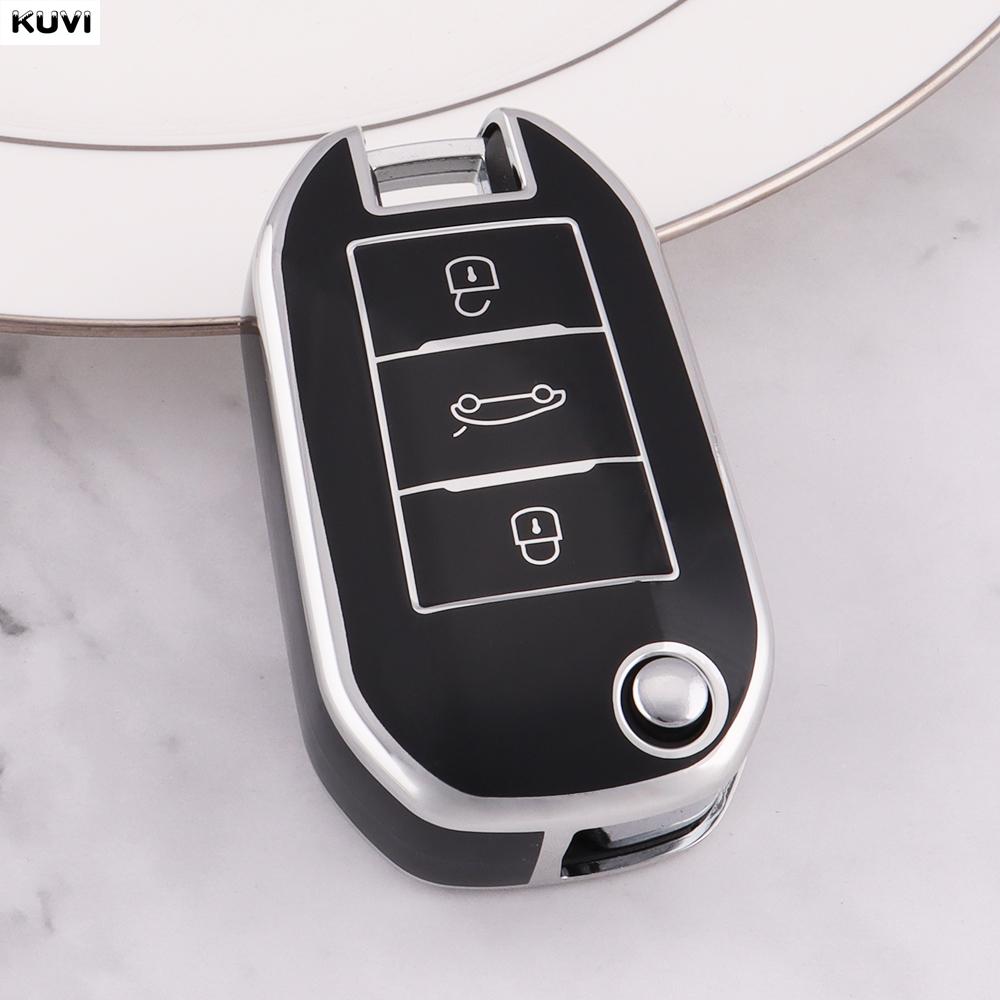 Hot TPU Car Flip Key Case Cover Shell For Peugeot 208 308 408 508 2008 3008 4008 5008 For Citroen C3 C4 CACTUS C6 C8 Accessories