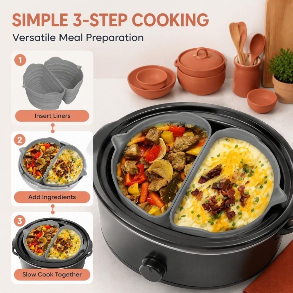 2PCS Food Grade Slow Cooker Pad Non-Stick Slow Cooker Liner Slow Cooker Divider Liner Restaurant