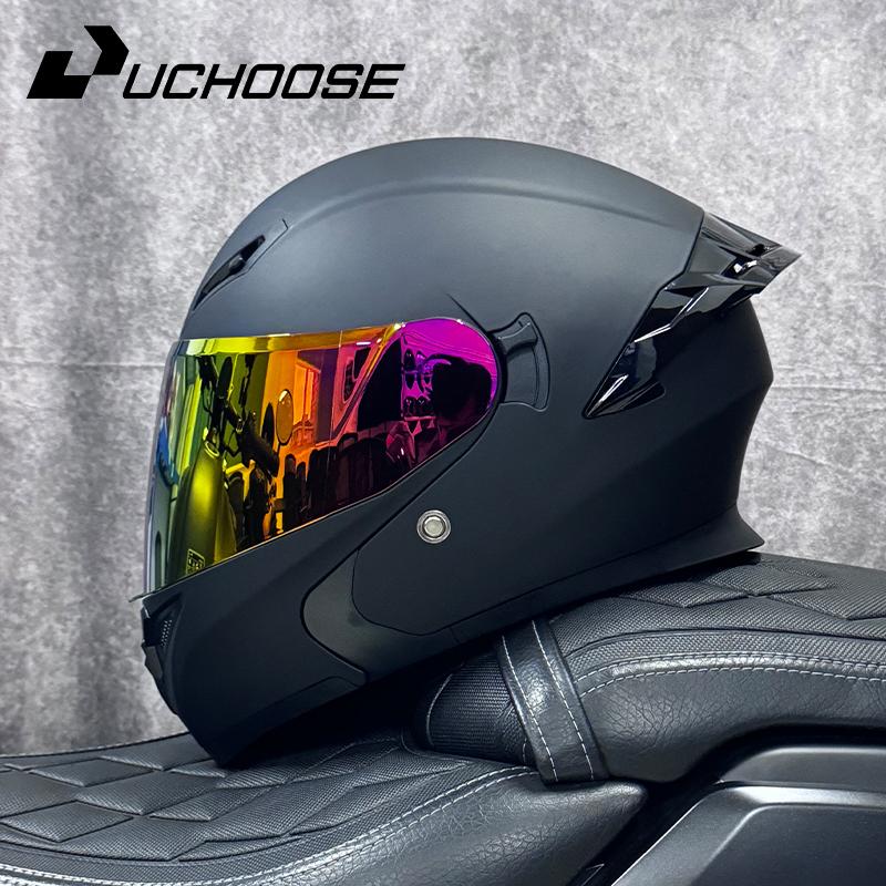 DOT Uchoose Approved Helmets Crash Motorbike Protective Gear Men Women Flip Up Helmet Motorcycle Visor Double Sun