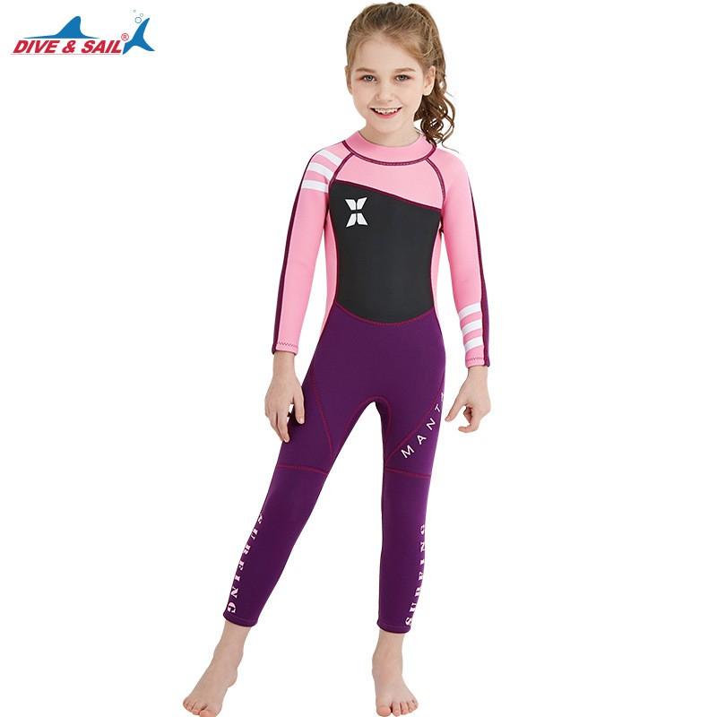 Kids 2.5mm Full Wetsuit Diving Snorkeling Surfing Swimming Winter Water Sports Girls Chloroprene Neoprene Suit