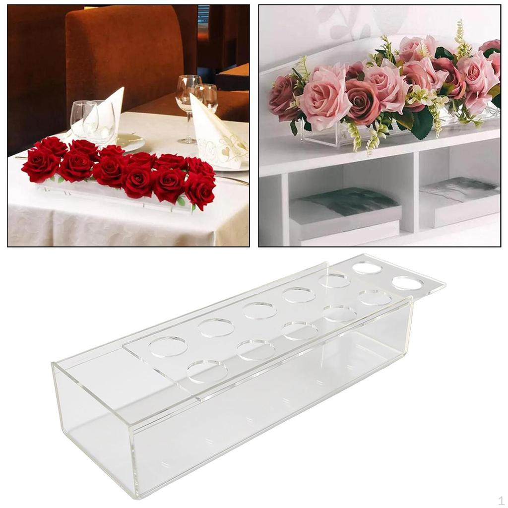 Akrylová obdélníková váza na květiny Nádoba Dekorativní květináč Květináč Dlouhý Umělecký pro