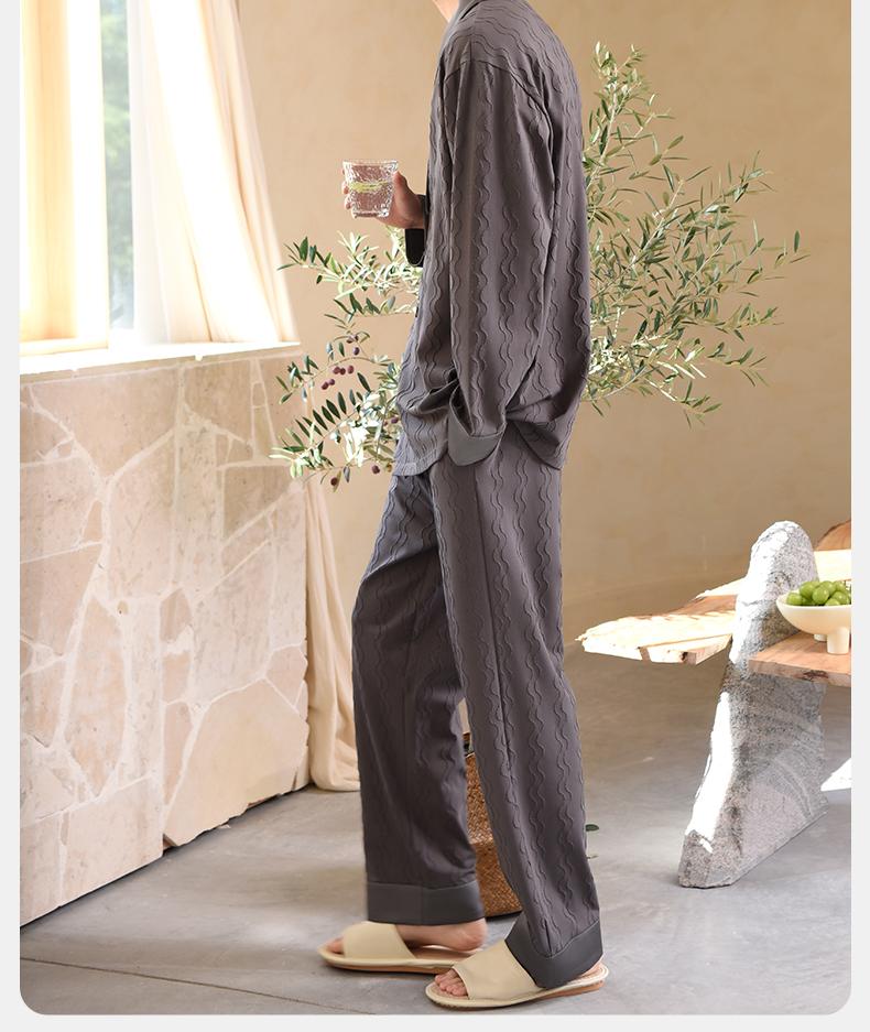 Xuan Liang Men's Pajamas Spring and Autumn Edition Pure Cotton Long Sleeve French Fashion Casual Luxury Loose Home Clothes Men's Set