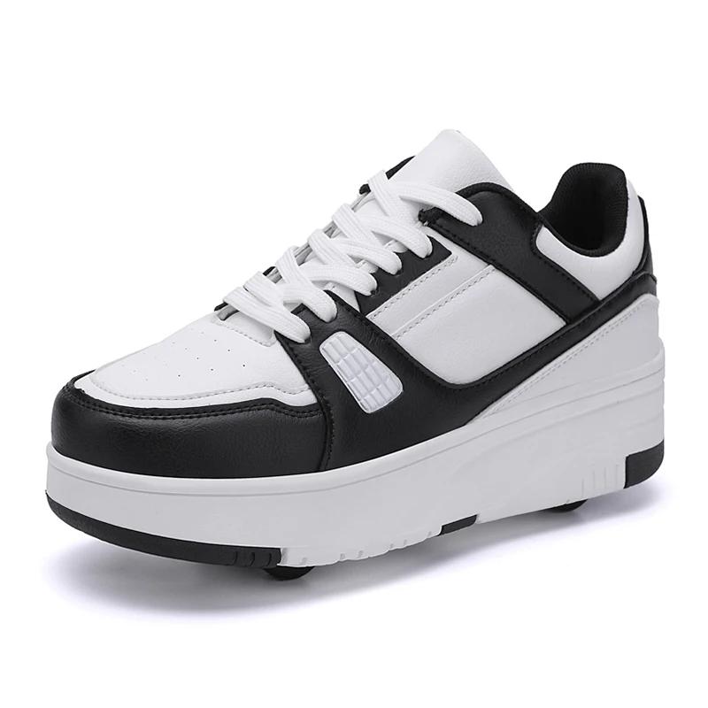 

Kids Roller Skate Shoes 3-12 Years for Girls Comfortable Safe Four Wheel Sneakers for Outdoor Sports Skating Play Multi-Purpose 29