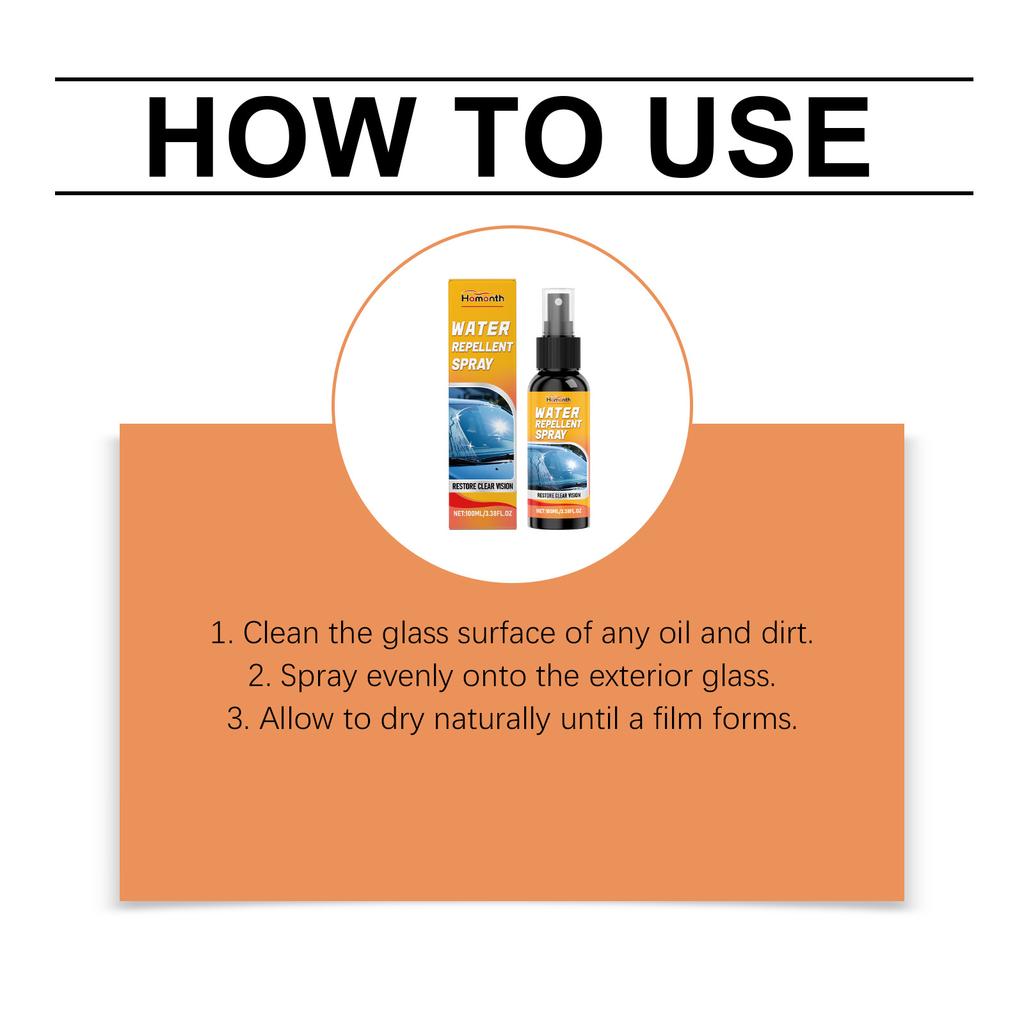 Autoglas Regenabweisend Wasser Sprühabweiser Nano-Beschichtung Hydrophob Wasserdichtes Mittel Autowindschutzscheibenreinigung Wartung 100ml