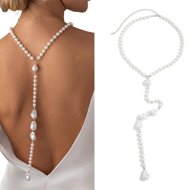 Einzigartiges Barockperlen Halsketten-Accessoire Lange Länge Rückenfreies Outfit Schmuck für Formelle und Lässige Outfits