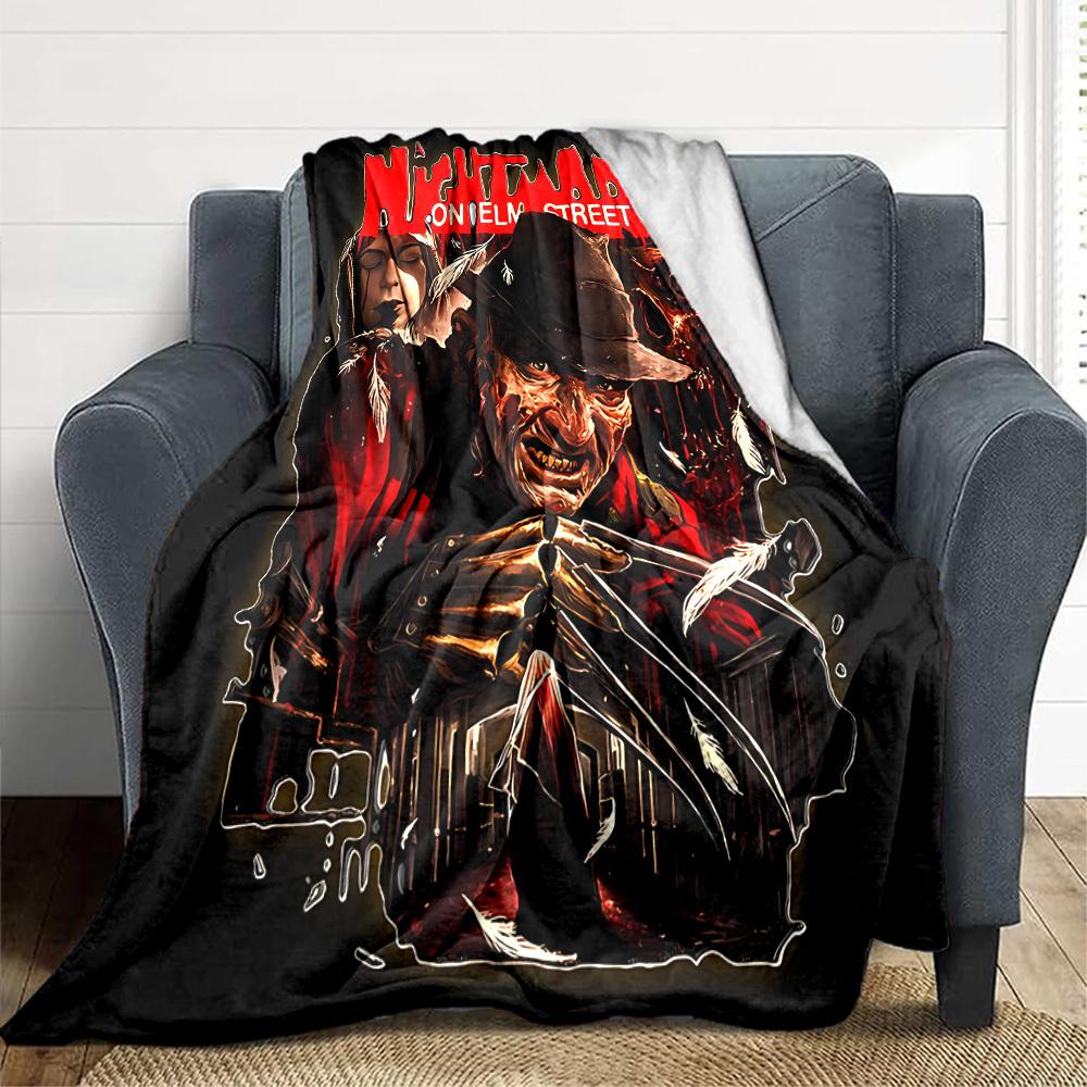 1pc A Nightmare on Elm Street Flannel Throw Blanket - HD Printed Lightweight Soft Warm All-Season Blanket for Sofa, Bed, Travel, Camping 072