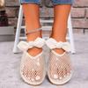 Fashion Ladies Shoes On Sale 2025 Brand Women's Slippers Summer Closed Toe Solid Net Cloth Butterfly-knot Square Heels Casual Slippers
