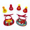 Pet New Year Set - Chinese-style Cat and Dog Aprons, Gold Coins, Joyful Carp, Festive Necklaces, Peaceful and Happy Hats