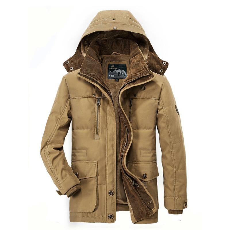 Padded Coat Large Size Winter Men's Padded Coat Piled Thickened Medium and Long Padded Jacket Removable Hat