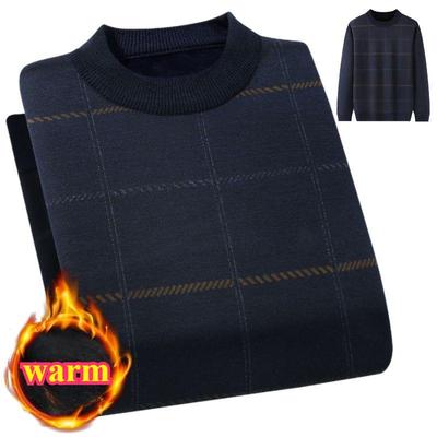 Suéter Interior de Invierno Acolchado y Engrosado para Hombre de Mediana Edad y Anciano, Cálido, de Cuello Redondo, para Usar Debajo, Tops de Otoño e Invierno