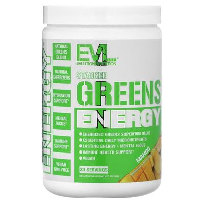 Stacked Greens Energy, Mango, 7.2 Oz (204 G)
