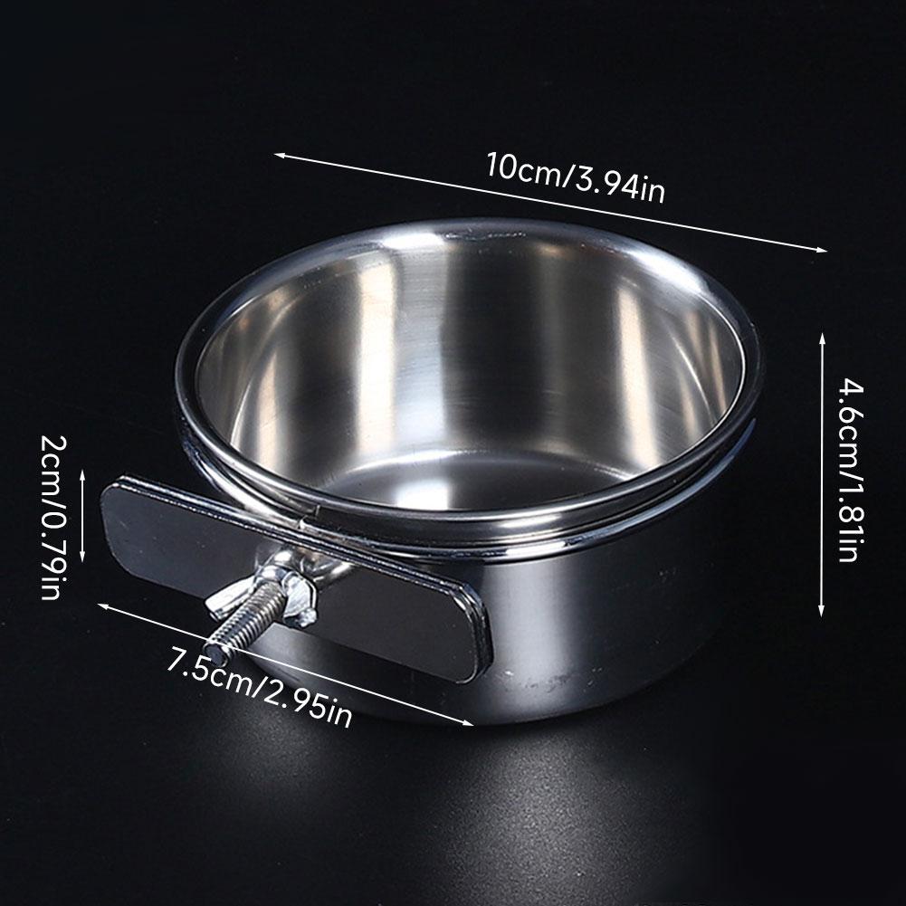 Parrot Feeding Cups Stainless Steel Food Water Bowls with Clamp Holder Bird Cage Feeders for Parakeet Small Animals