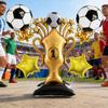 5Pcs Soccer Theme Foil Balloon Set, Jumbo Standing Champion Trophy & 2Pcs Football Trophy Mylar Balloons, Golden Star Balloons,
