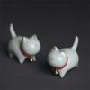 Ceramic Cartoon Cat Tea Pets – Cute Purple Clay Animal Figurines for Home, Car, and Office Decoration