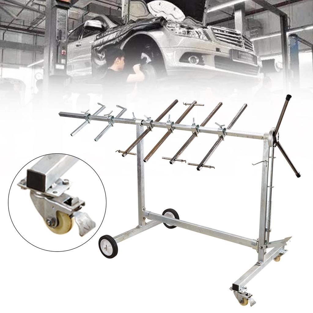 4-Wheel Automotive Spray Paint Stand,Adjustable Car Body Repair Rack,Vehicle Painting Holder,Collapsible Auto Refinishing Rack
