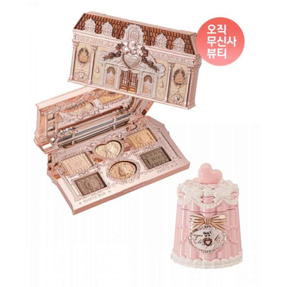 Flowerknows Sweety Bear Collection 6 Color Makeup Palette + Coating Lip Jelly 01 Buttery Croissant/JE03 Peach Tee