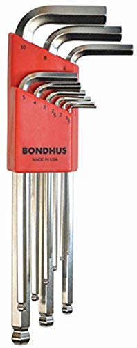 

[Official Japanese Product] Made in the USA. BONDHUS Hex Ball Point L-Wrench Long Set, Plated, 9-Piece Set (1.5, 2, 2.5, 3, 4, 5, 6, 8, 10mm) BLX9MLB