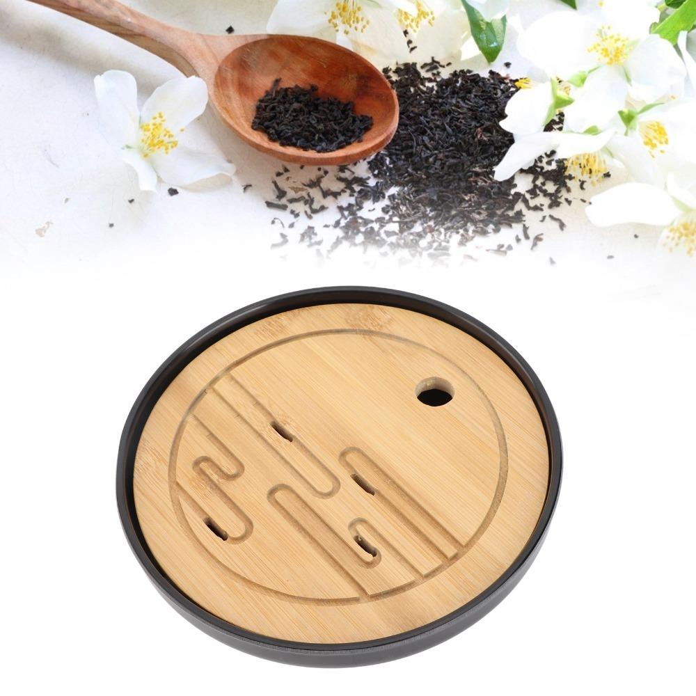 Black Color Bamboo Tea Tray Round Shape Kungfu Tea Tray Round Tea Tray  Chinese Vintage Tea Set S