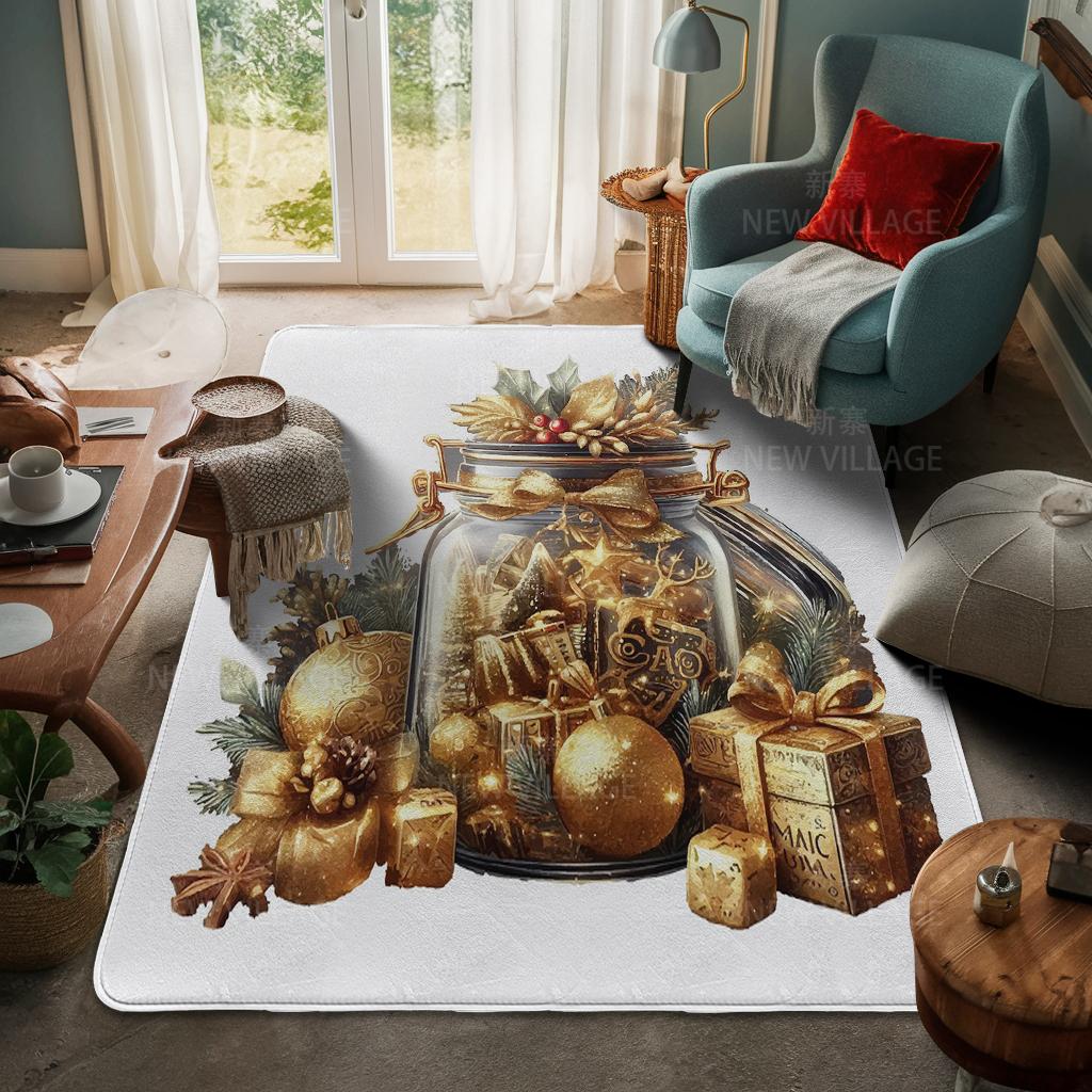 House Entrance Carpet Home Door Mat Living Room Bath Foot Bathroom Non-slip Water Absorption Rugs Bath Merry Christmas Winter