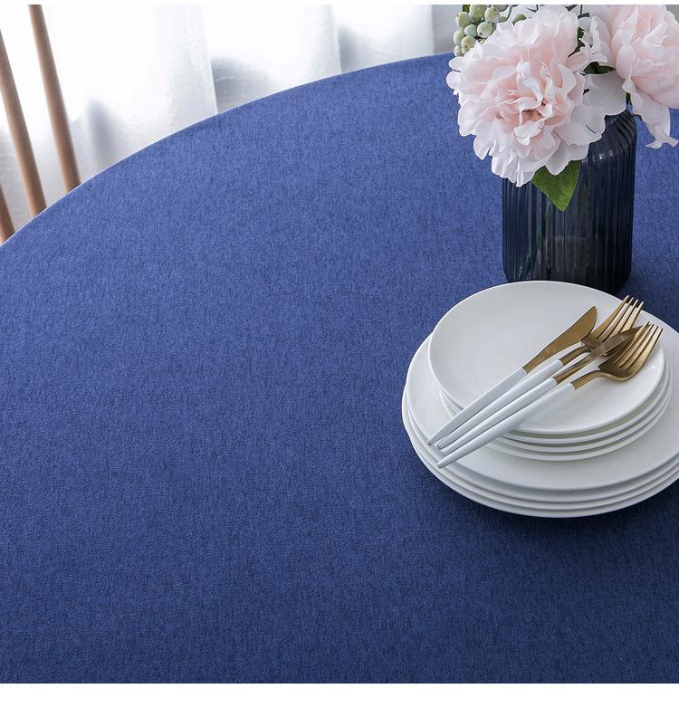 Waterproof Oil-Proof Solid Color Round Tablecloth for Dining, Hotel, and Home