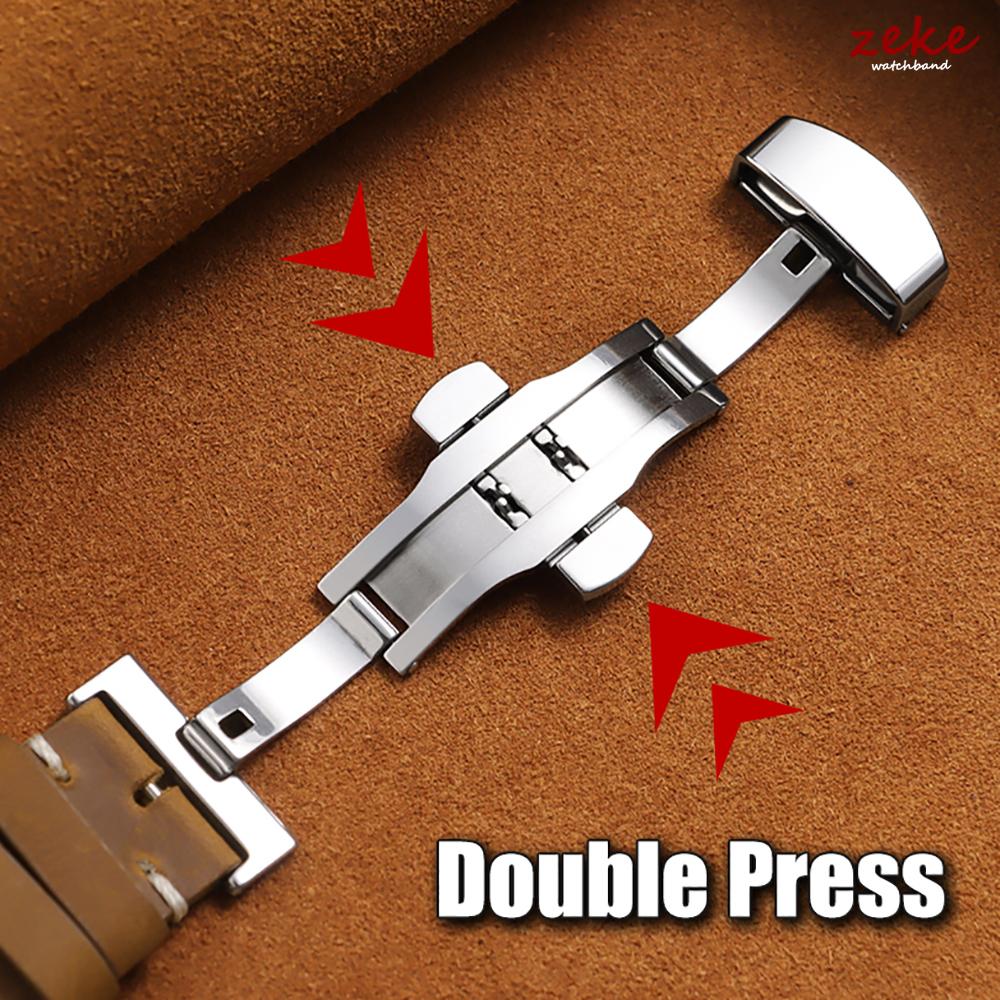 Vintage Brown Watch Band Butterfly Buckle Stitching Cowhide Strap for Omega 18mm 20mm 21mm 22mm 24mm Wrist Bracelet for Seiko