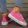 Übergröße Freizeit Schuh Damen Neu Flach Rund Zeh Schnürung Color-Blocking Mode Einzel Schuh Damen für Herbst 2025