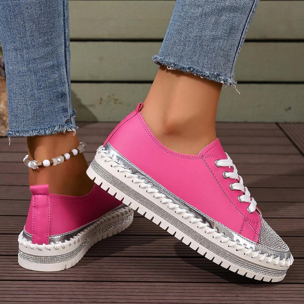 Übergröße Freizeit Schuh Damen Neu Flach Rund Zeh Schnürung Color-Blocking Mode Einzel Schuh Damen für Herbst 2025