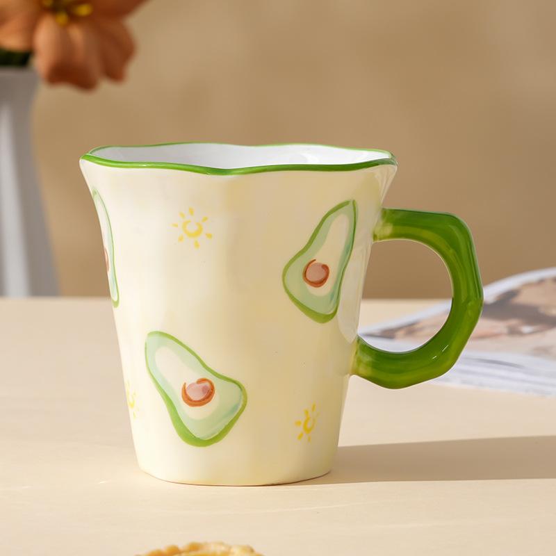 Retro Pure Hand-Painted Ceramic Cup Souvenir Creative Mug Coffee Cup High Value Water Cup 301-400ml