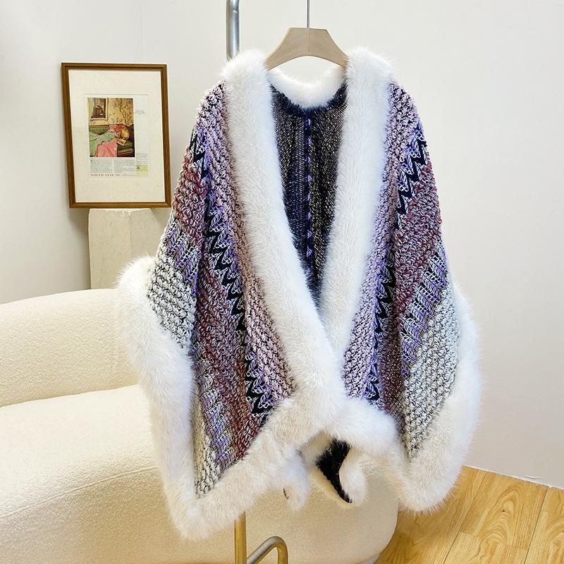 

Autumn and winter new women s scarf fashion foreign imitation fox hair scarf thickened cape ethnic style fur shawl women s outfit 100140cm