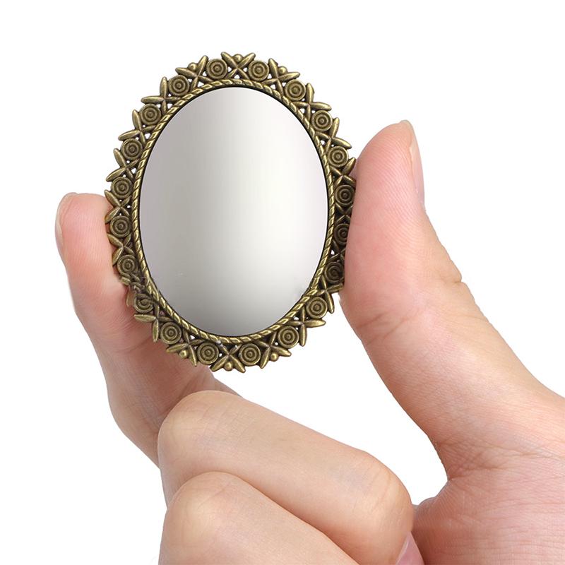 [JN]1/12 Dollhouse Vintage Rose Mirror Wall Frame Furniture Micro Scene Decoration Photo Prop